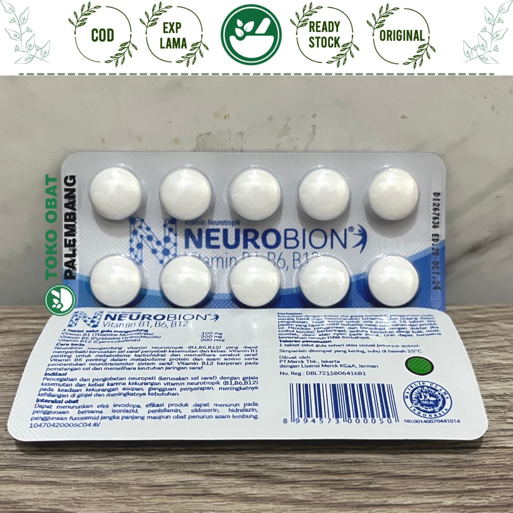 NEUROBION PUTIH 10 TABLET B1 B6 B12 NEUROTROPIK NEUROBION PUTIH VITAMIN B