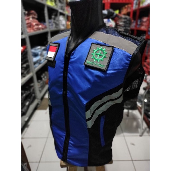 ROMPI SAFETY BIRU LOGO VELCRO COPOTAN PAKAI PEREKAT