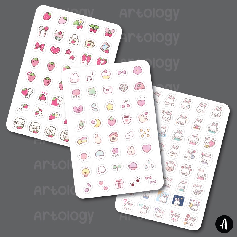 

[part 2/4] Set Sticker Planner Jurnal DIY Lucu Imut Kecil Mini Isi 40 Stiker Label Tahan Air Water Resistance Stiker Pack