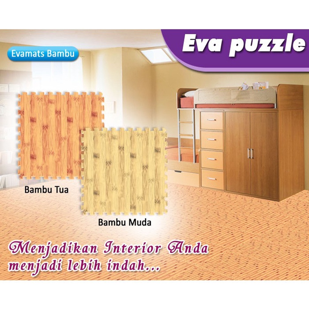 Evamat PUZZLE ALAS LANTAI EVA MAT WOOD BAMBU KARPET PUZZLE UK 30 X 30CM