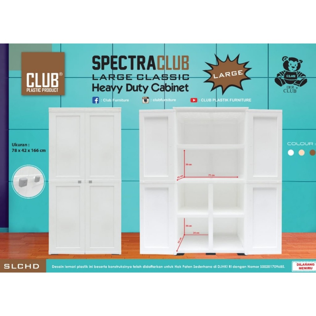 JTR - LEMARI PLASTIK JUMBO CLUB SPECTRA LARGE FULL PUTIH