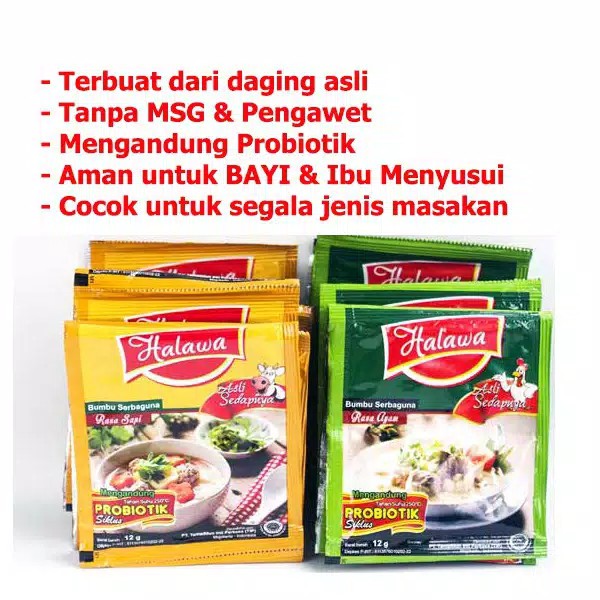 

Halawa Penyedap Rasa Organik | Bumbu Masak plus Probiotik | Kaldu Organik Sapi Ayam Jamur