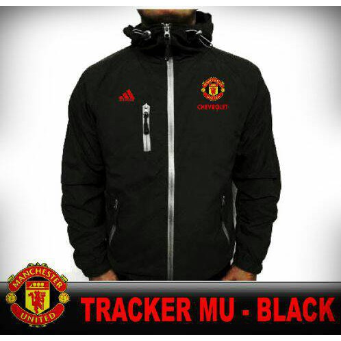 Jacket / Jaket Murah parasut tracker windbreaker Manchester United / MU Hitam