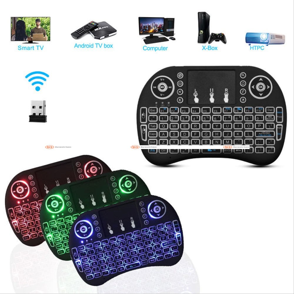 Keyboard Air Mouse i8 Mini Keypad Wireless Touchpad Backlight Rainbow