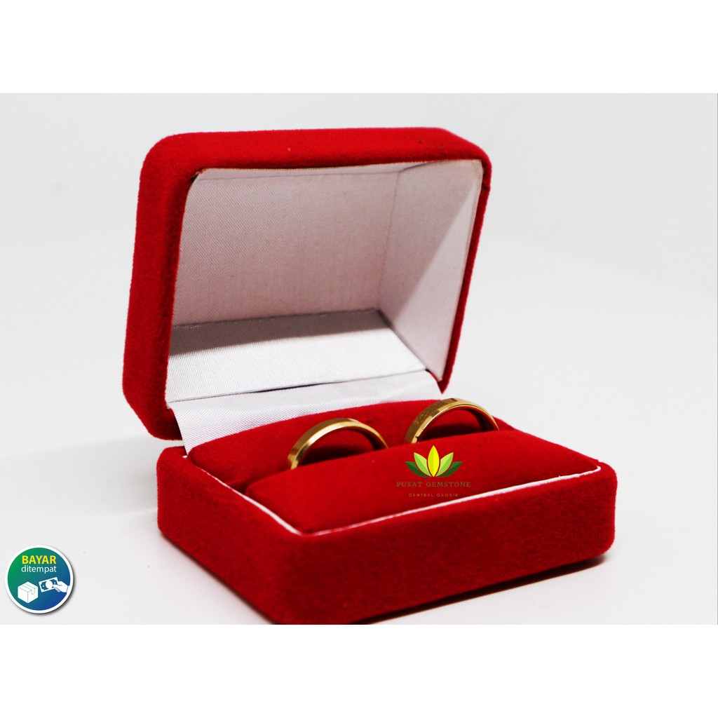 Kotak Perhiasan / Kotak Cincin Bludru Box Velvet Bisa untuk 2 Cincin