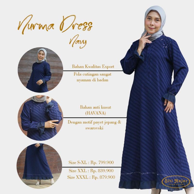 Gamis Wanita Siti Hajar Nurma Dress &amp; Nami Dress (Hitam)