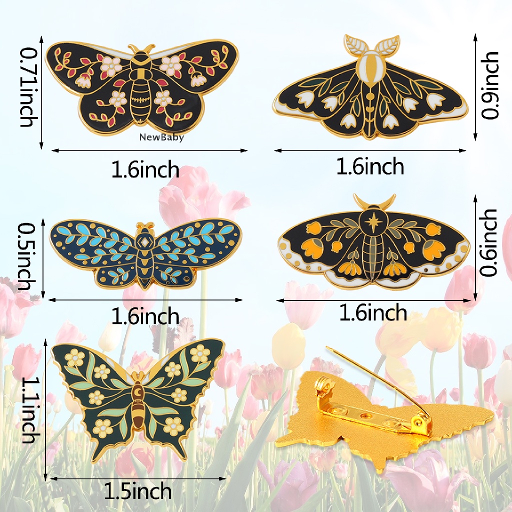 Newbaby 5PCS / Set Bros Butterfly Enamel Untuk Wanita