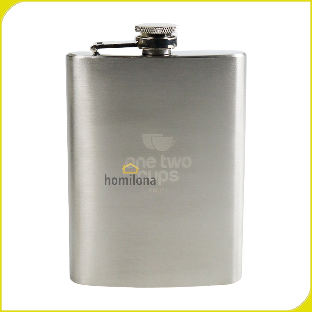 Botol Minum Wine Flask Bentuk Kotak 8oz - One Two Cups MS351 - Silver