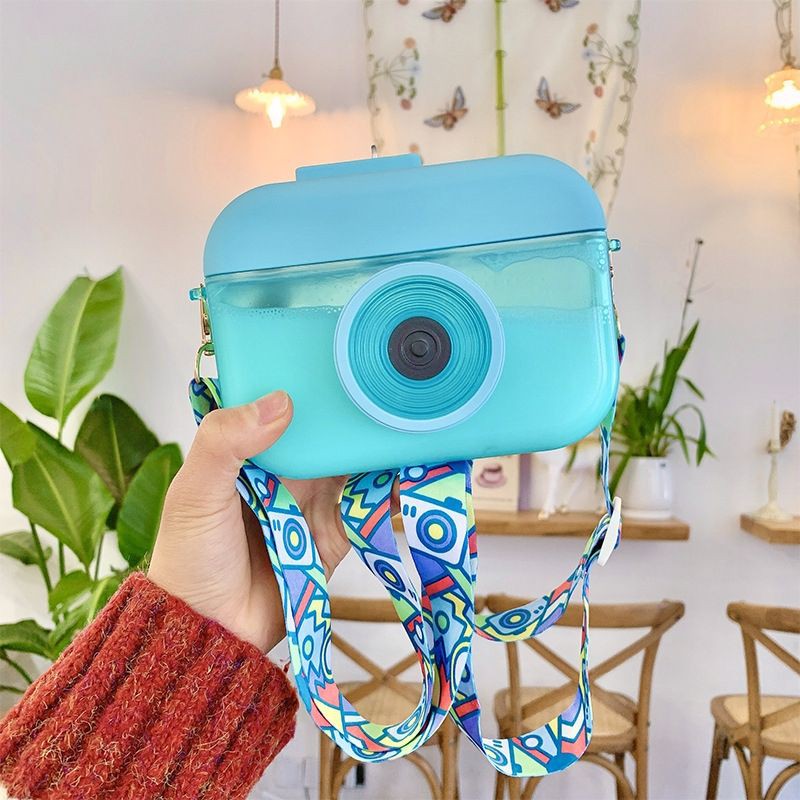 Camera Bottle | Botol Kamera Unik | Botol Minum Anak Free Sticker Karakter-Blue