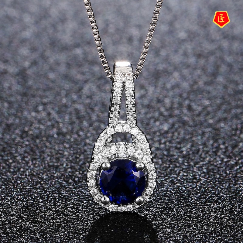 [Ready Stock]Micro Inlaid Blue Zircon Graceful and Fashionable Women's Pendant