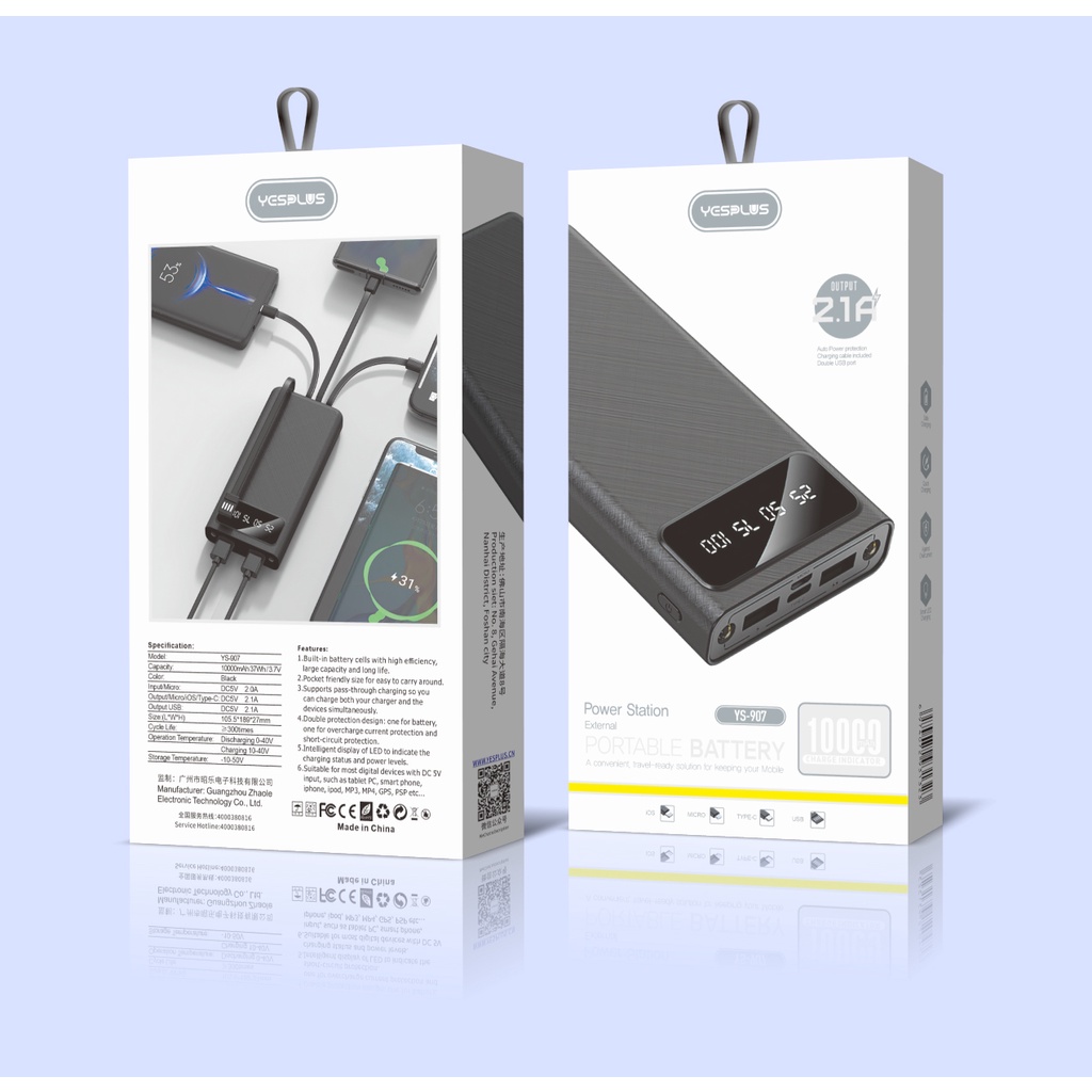 【33LV.ID】5 MODEL POWERBANK 20000 mah 10000 mAh Fast Charging Murah Mini LCD with Kabel Data lightning Type C Micro USB