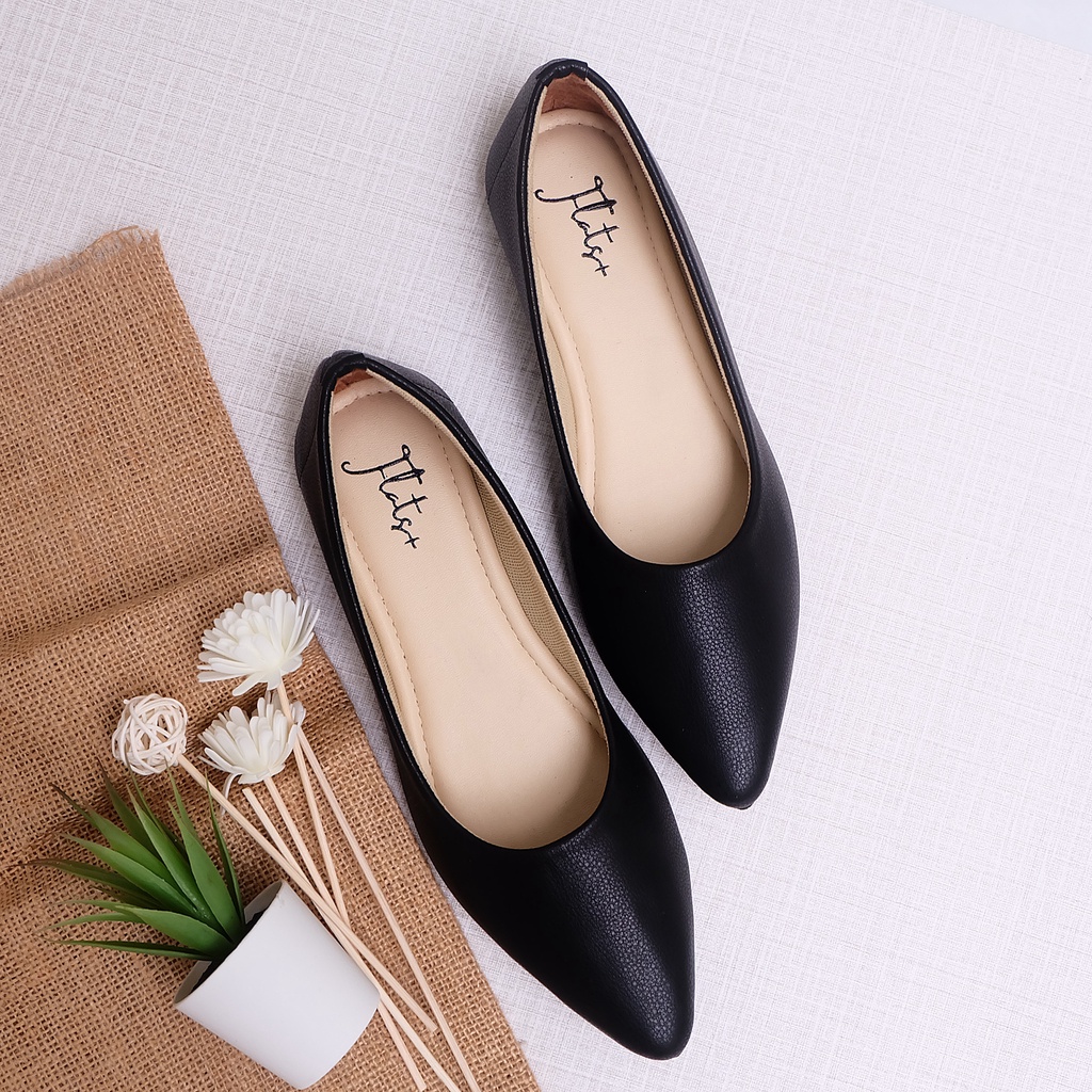 sepatu flatshoes wanita bigsize jumbo Vonnie Hitam sepatu ukuran jumbo sepatu big size wanita