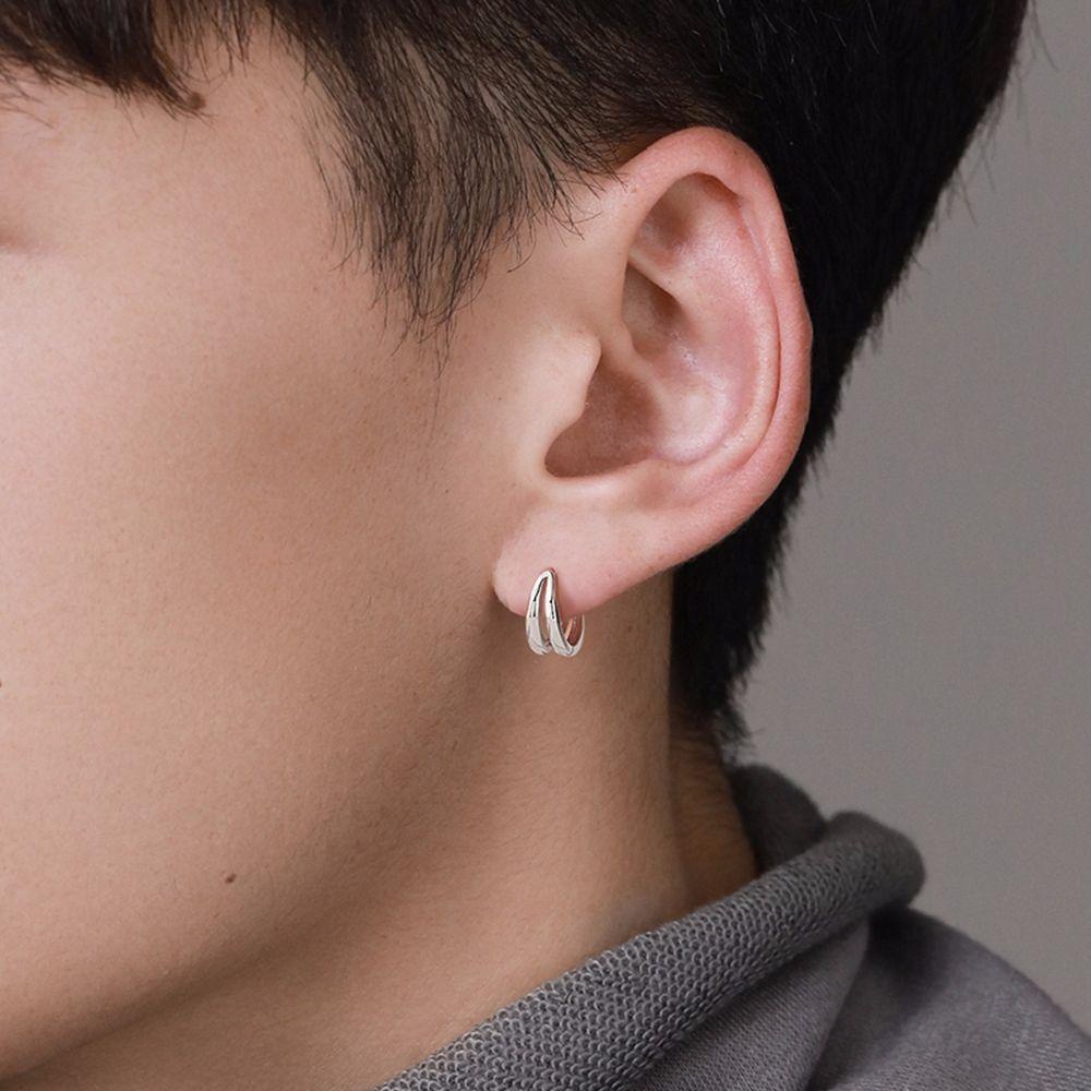 Needway Pria Anting Hoop Kepribadian Sederhana Wanita Berongga Perhiasan Fashion Bulat Gaya Korea Earrings