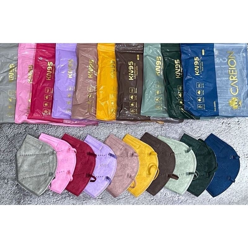 [MINZY.ID] MASKER KN95 CAREION EARLOOP WARNA WARNI / CAREION KN95 RAINBOW TALI WARNA ISI 10PC / MASK