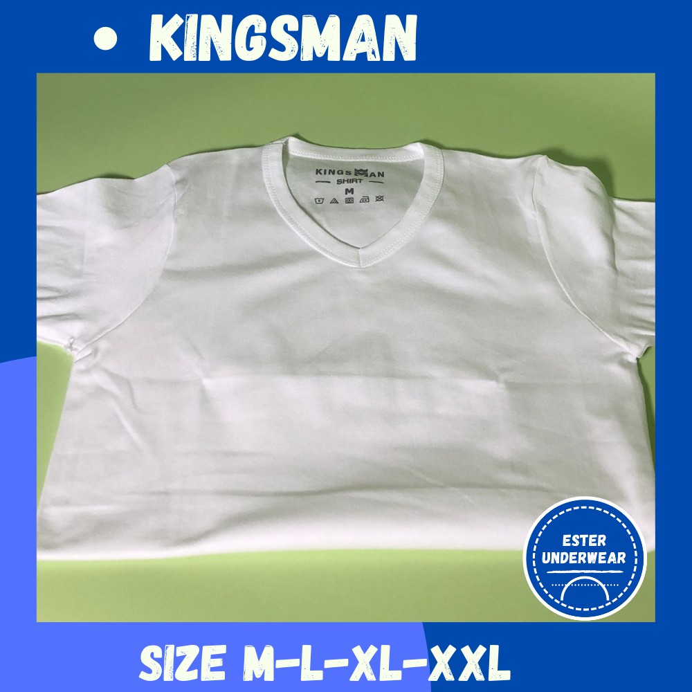 Kaos Oblong V-Neck Kingsman SPV Putih ISI-1 pcs bahan Fine Cotton