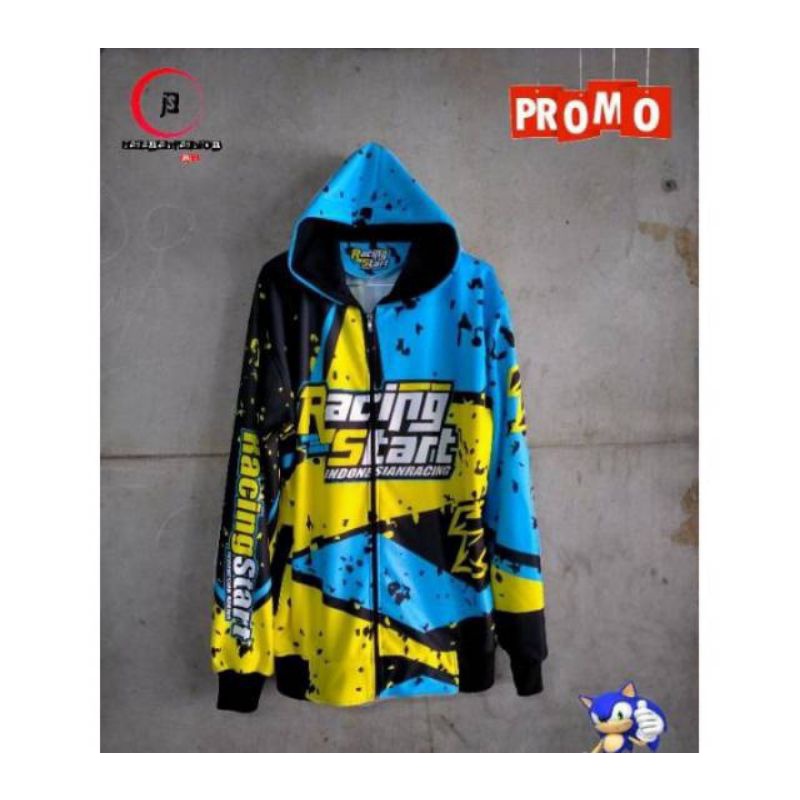 JAKET RACING MANDALIKA/JAKET RACING /JAKET RACING STAR/ BALAP PRINTING  DEWASA PRIA WANITA-R star kuning