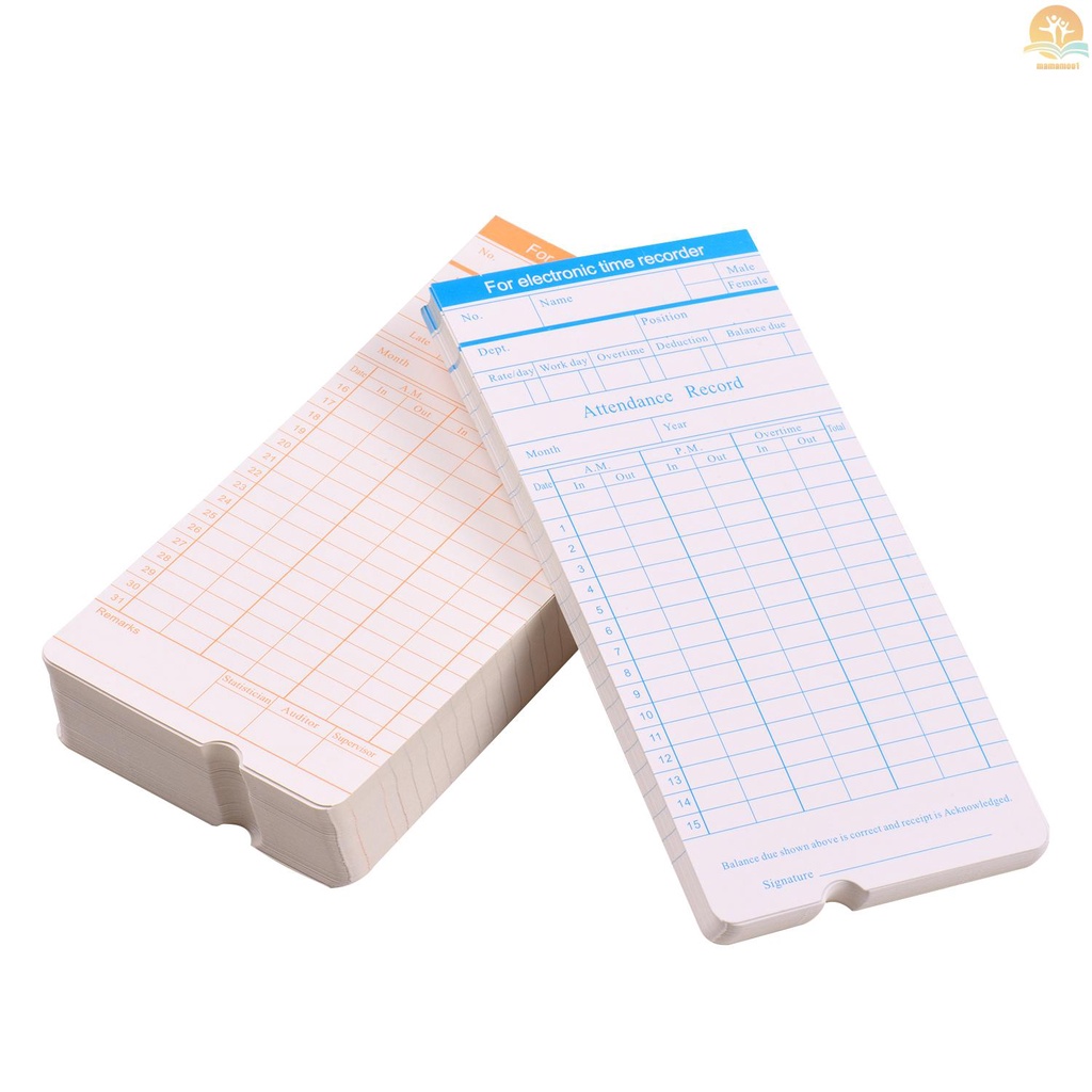 90pcs/ Pack Time Cards Timecards Monthly 2-sided 18 * 8.4cm for Employee Attendance Time Clock Recorder