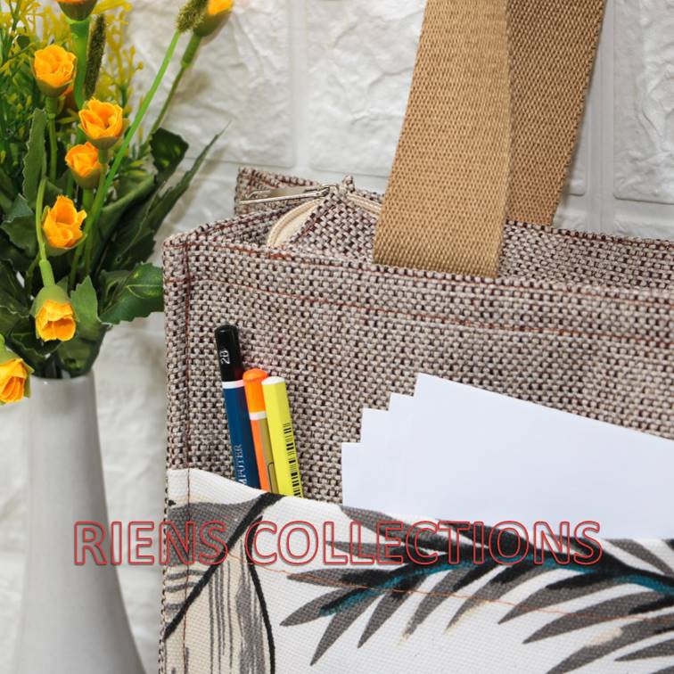 RIENS COLLECTIONS. TAS GONI WANITA KOMBINASI KANVAS MOTIF ADENIA COKLAT. Tas Kanvas Tas Jogja
