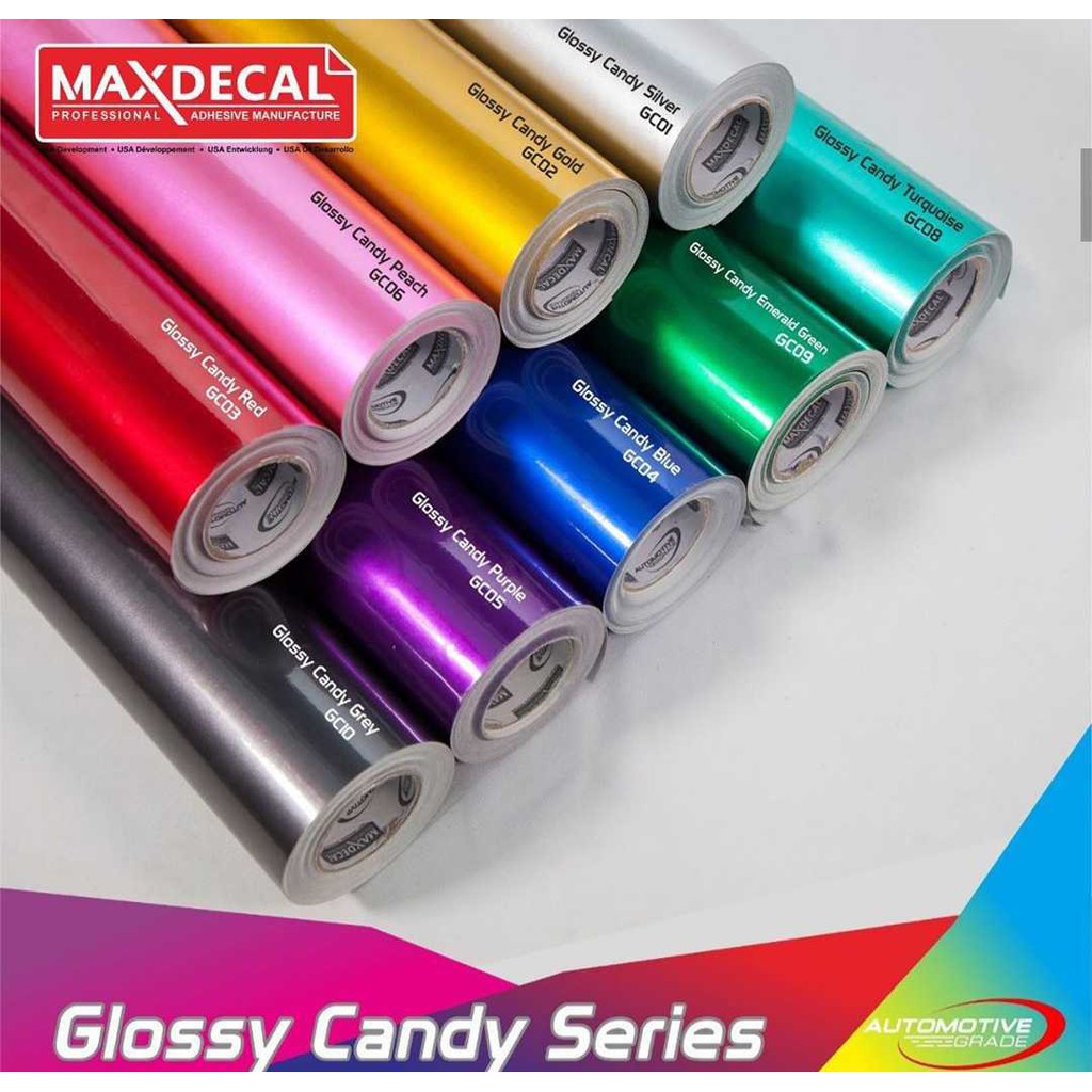 Stiker Max Decal Metalik - Sticker Vinyl Maxdecal Glossy Candy 7500 Series - Lebar 50cm - 1 Roll
