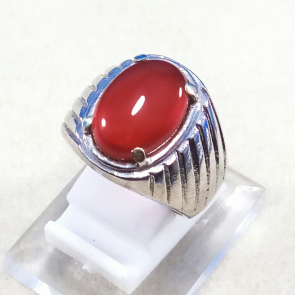 CINCIN BATU AKIK NATURAL RED CARNELIAN MINI SIZE MERAH MEWAH DAN MANTAP TERMURAH