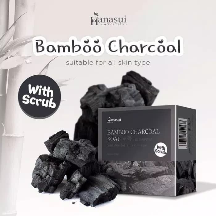 [ HANASUI ] BAMBOO CHARCOAL soap with Scrub ~ SABUN ARANG BPOM