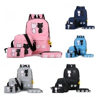 Twenty Bag - Tas Ransel Sekolah Anak Wanita Dan Pria Untuk Anak PAUD TK SD SMP REMAJA Terbaru 2021 Kekinian Motif Carakter MICKEY POW 4IN1 Korean Sytle Multifungsi Bahan Canvas