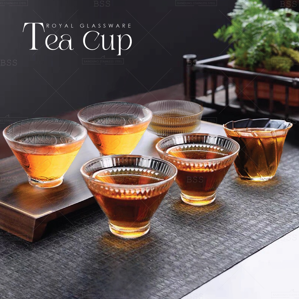 Cangkir Teh Kaca Ocha Gelas Cantik Kecil Unik Glass Motif Hot Tea Cup