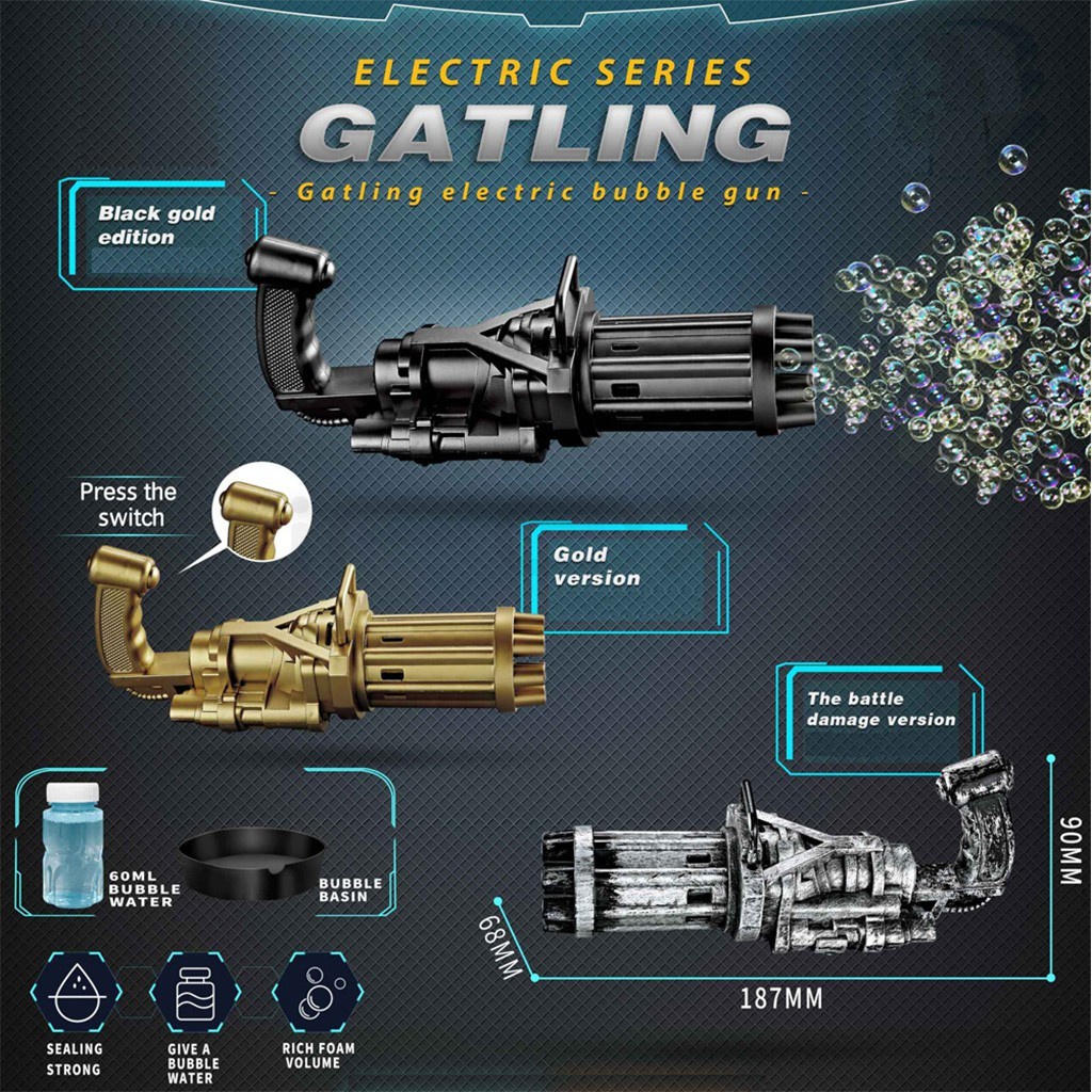 Mainan Anak Pistol Gelembung Mesin Elektrik Gun Bubble Machine Electric Galting Bubble Gun Outdoor-5