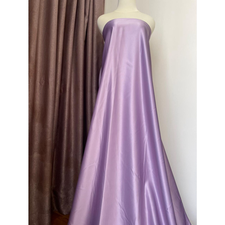 Bahan Kain Satin Saten Bridal Pengantin Duces Dutches Deutchess Deuchesse Meteran Premium Quality Warna Ungu Lilac