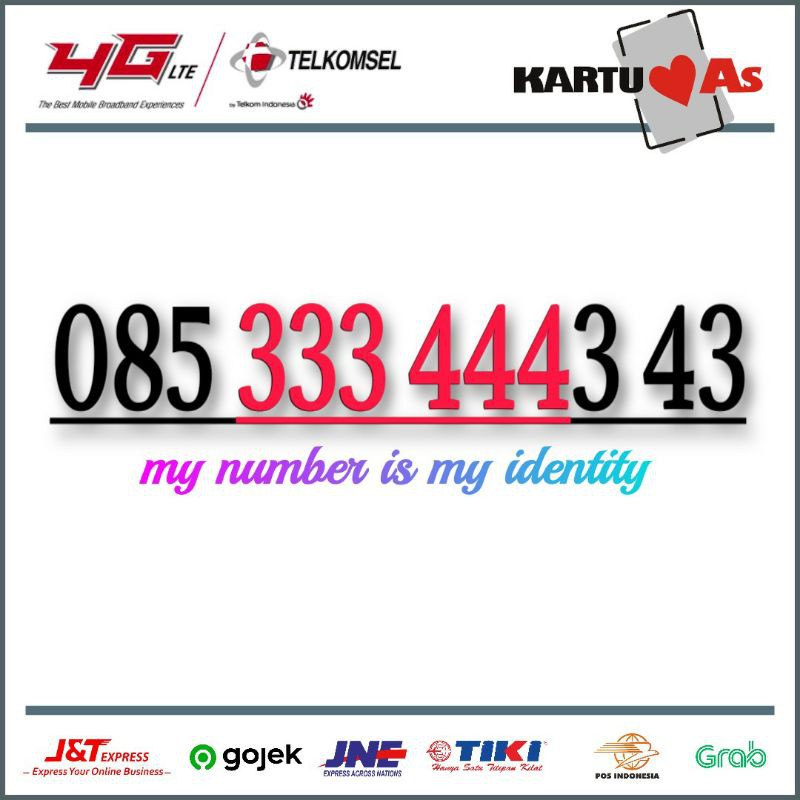 Nomor cantik perdana telkomsel kartu as simpati super minimalis 333 444 343 434 4343