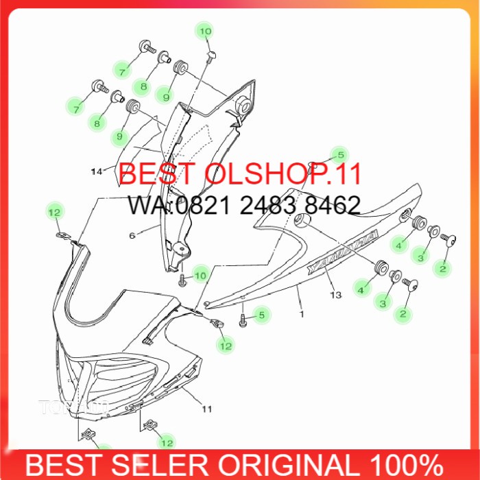 Baut collar gromet fulset cover mesin yamaha Vixion R original