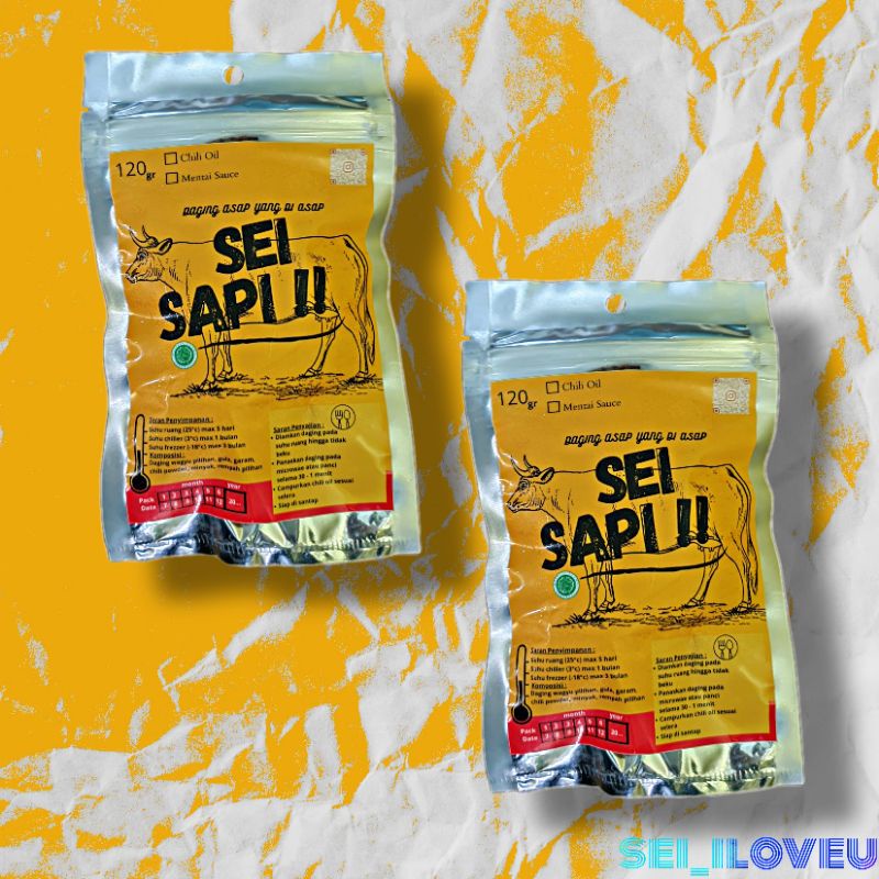 

SEI SAPI/ DAGING ASAP 120gr (2) + (chili oil) FROZEN FOOD / MAKANAN SIAP SAJI / MAKANAN