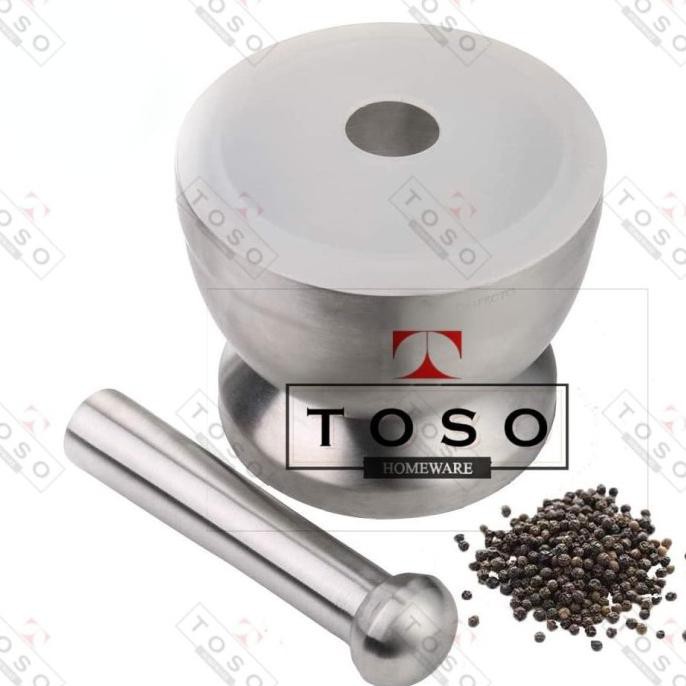 

BISA BAYAR DITEMPAT Mortar Pestle Tumbukan Bumbu Obat Stainless Cobek Ulekan Lumpang MP100 HEMAT