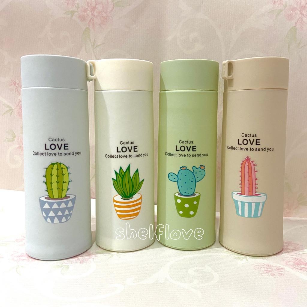 Botol Minum Thermos Kaca Tanaman Kaktus 450 ml | Souvenir acara