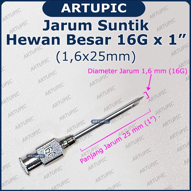 Jarum Suntik KRUUSE 16G x 1 inch Hewan Besar Vaksin Ternak Sapi Babi Needle