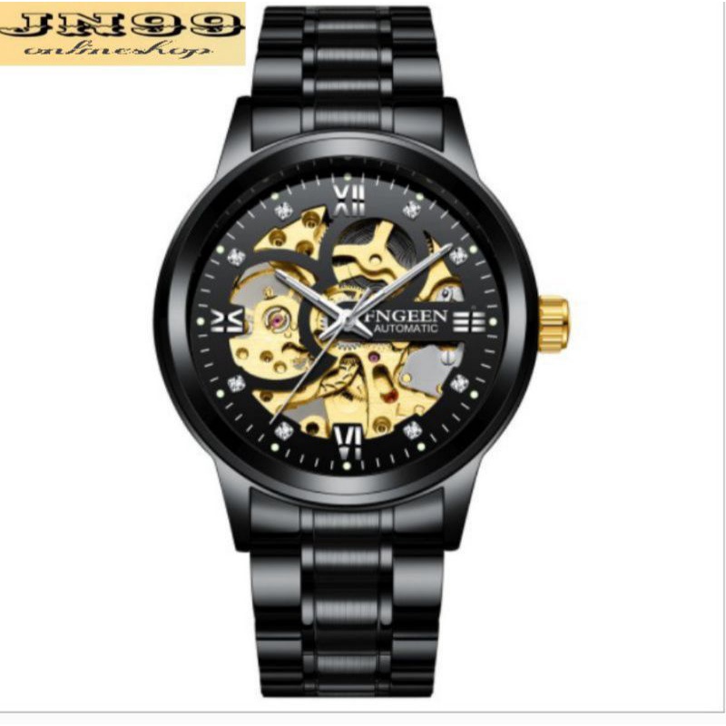 【Stok Siap】✅COD Jam Tangan Pria Mechanical Otomatis FNGEEN 6018 Luxury Anti Air（Free BOX+Kartu）