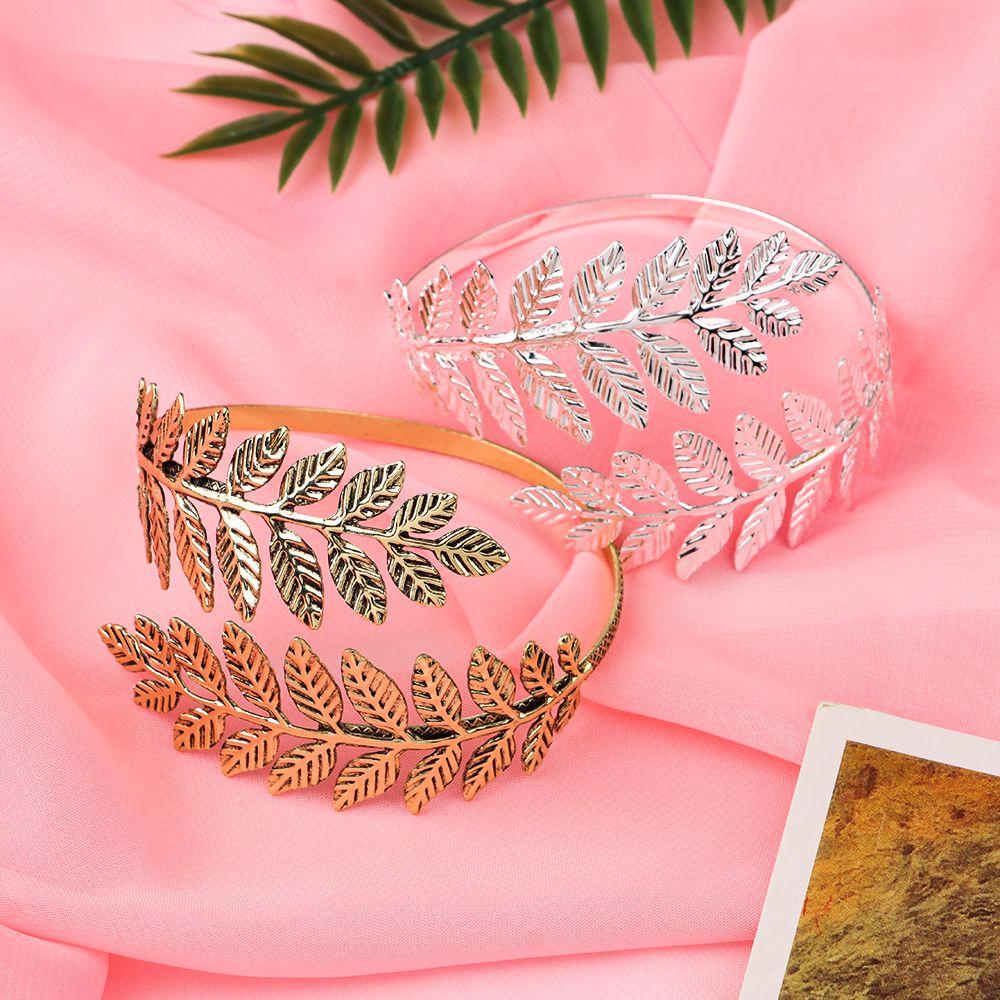 Lily Laurel Leaf Gelang Bohemian Bentuk Bulat Bangle Daun Logam Perhiasan Lengan Rantai