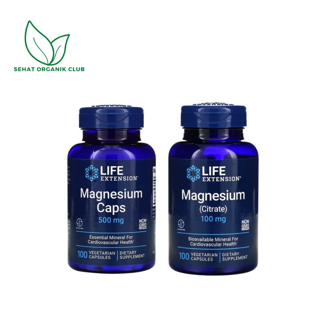 Life Extension Magnesium Caps 500 mg 100 Vegetarian Capsules ; Magnesium Citrate 100 mg 100 Vegetari