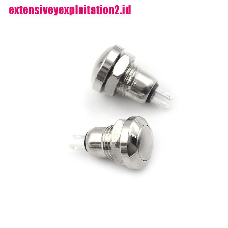 &lt; E2id &amp; &gt; 2pcs Tombol Tekan Momentary Micro 2Pin 8mm Anti Air Bahan Metal