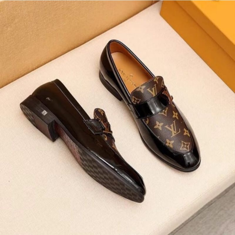 sepatu formal lou is vuitton pantofel pria lv resmi kulit asli mirror quality