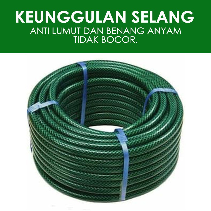 SELANG AIR 5/8 PERMETER INCH BENANG HIJAU ANTI LUMUT TEBAL 2 MM ALAT CUCI MOBIL MOTOR SELANG TAMAN PERKEBUNAN COD