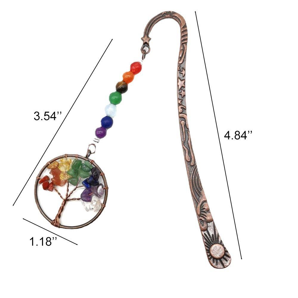 Mxbeauty Book Mark Hadiah 1pc Logam Tembaga Bookmark Manik-Manik Bulat Terjatuh Batu Permata Alat Tulis Handmade Buku Liontin
