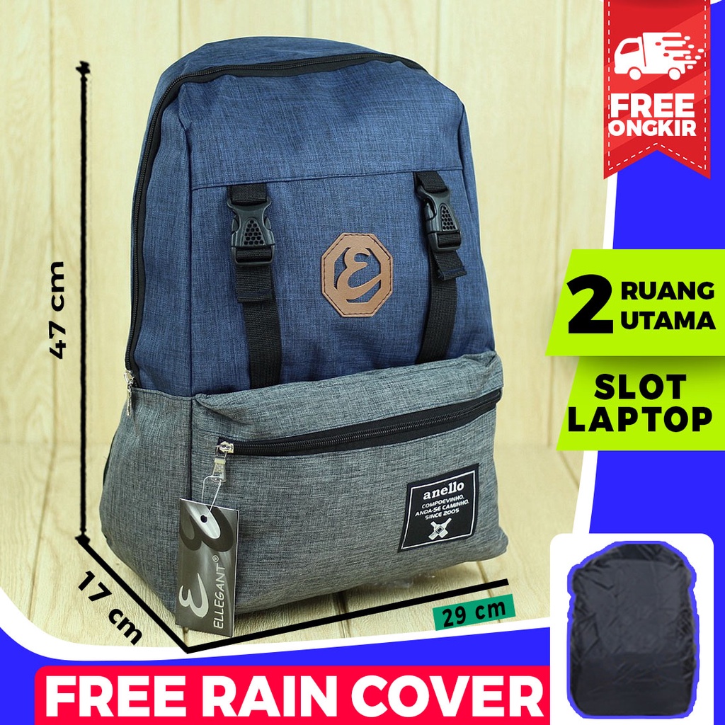 Back Pack Anello Abu Navy Ransel Perempuan Sekolah Trendy Berkualitas Tas Gendong SD SMP SMA