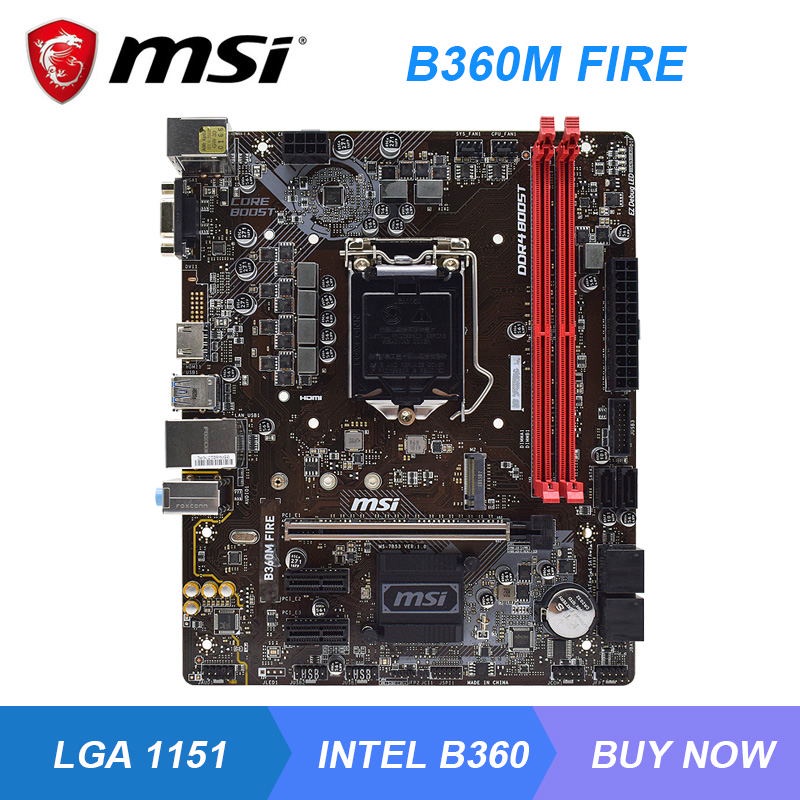 PREORDER MSI B360M FIRE Intel B360 LGA 1151 Gaming PC Motherboard DDR4 32GB PCI-E 3.0 M.2 6×SATA3 US