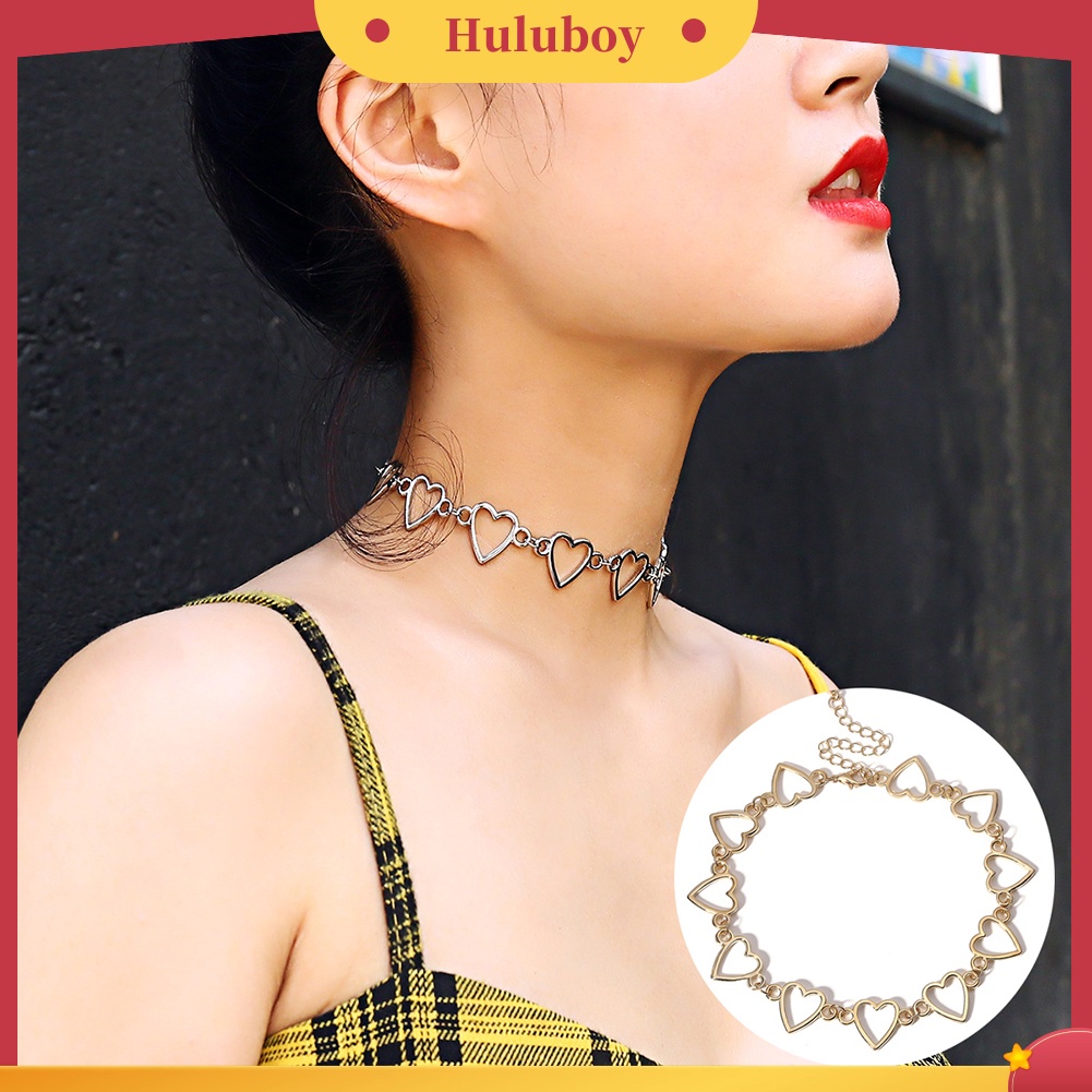 Hu Hu Hu Hu Hu Alat Bantu Pasang Kacamata♡ Kalung Choker Bahan Alloy Bentuk Hati Untuk Wanita