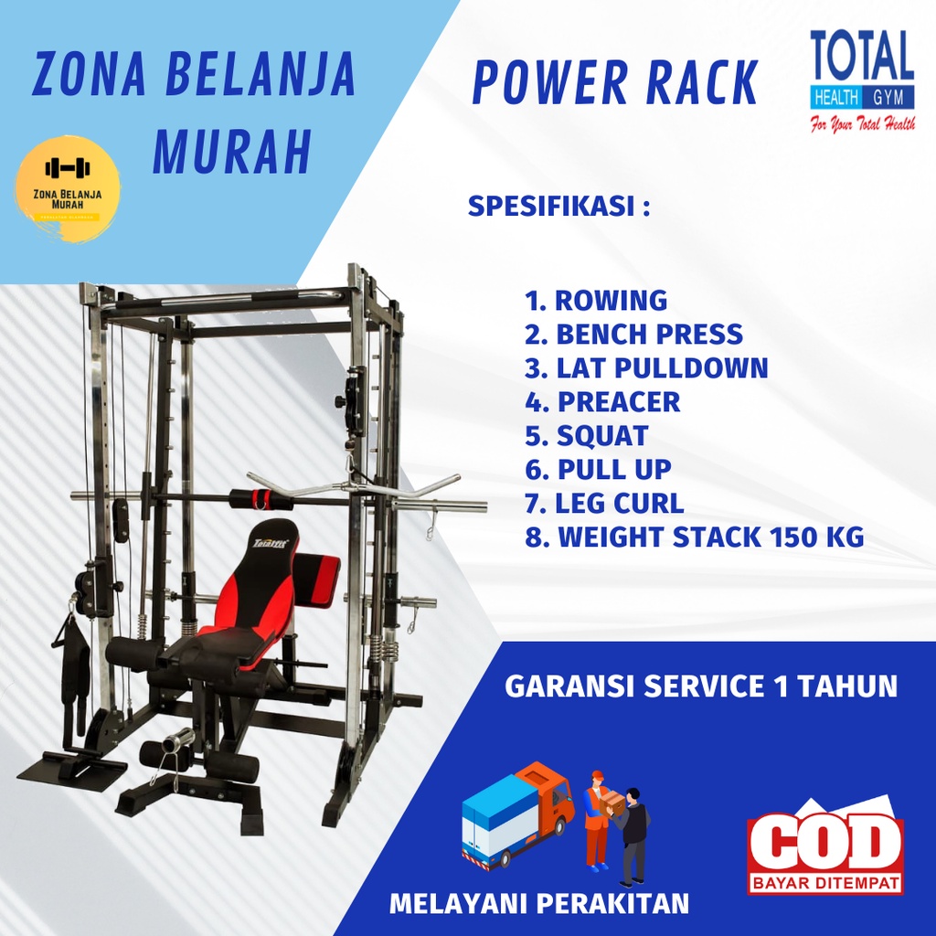 Jual Alat Olahraga Fitness Smith Machine Power Rack Total Fitness ...