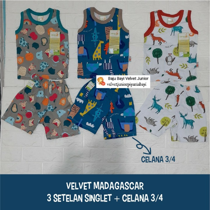 Velvet Junior (3 Setelan) Singlet Celana 3/4