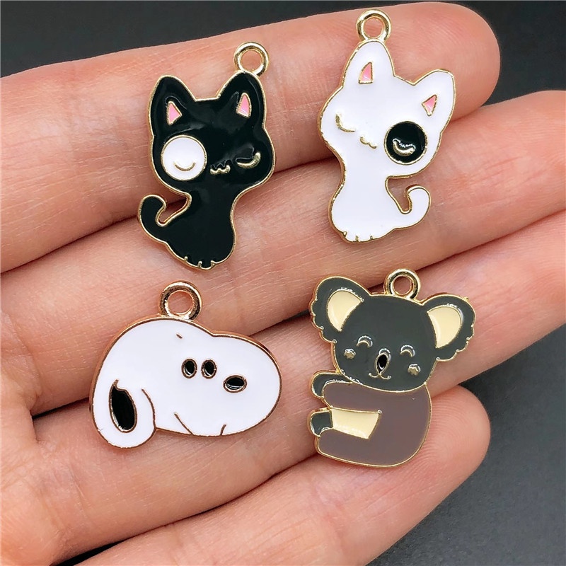 4pcs Liontin Bentuk Koala Kucing Anjing Bahan Alloy Untuk Membuat Perhiasan Anting