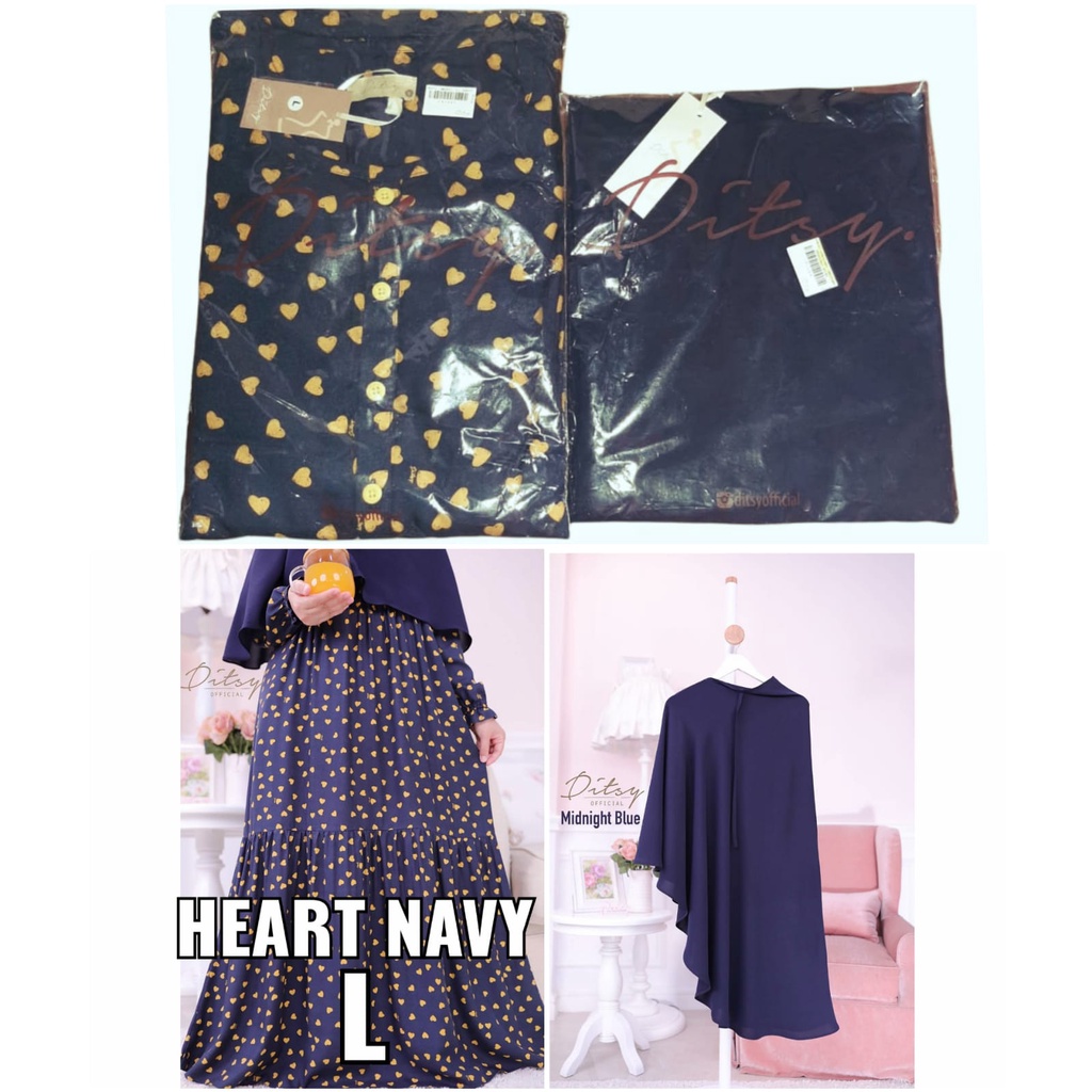 HEART NAVY NIGHTGOWN SIZE L DISTYOFFICIAL JANURI 2022 DITSY OFFICIAL NAVY jumbo LITTLE DITSYOFFICIAL