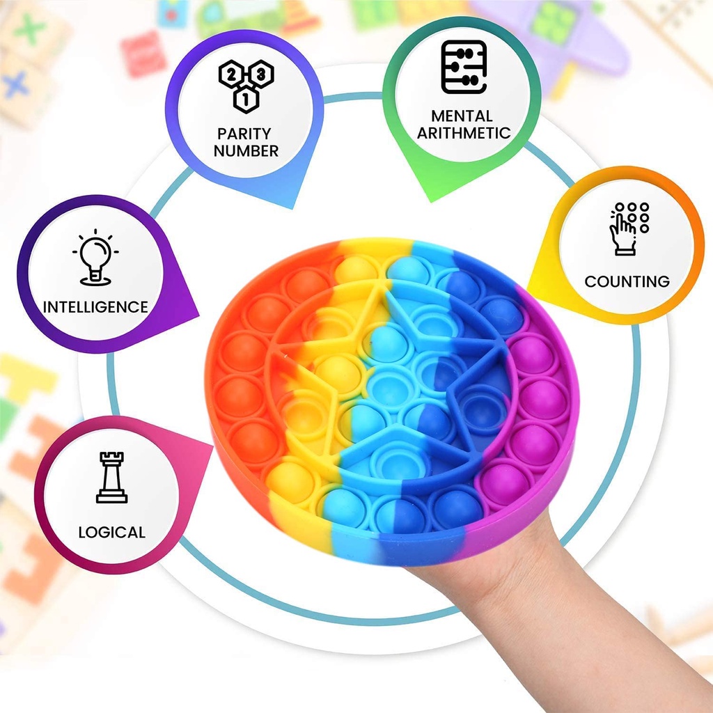 Silicone Desktop Push Bubble Sensory Toy Kid Funny Anti-stress Pop It Fidget Reliver Stress Game Board New Rainbow Cheap